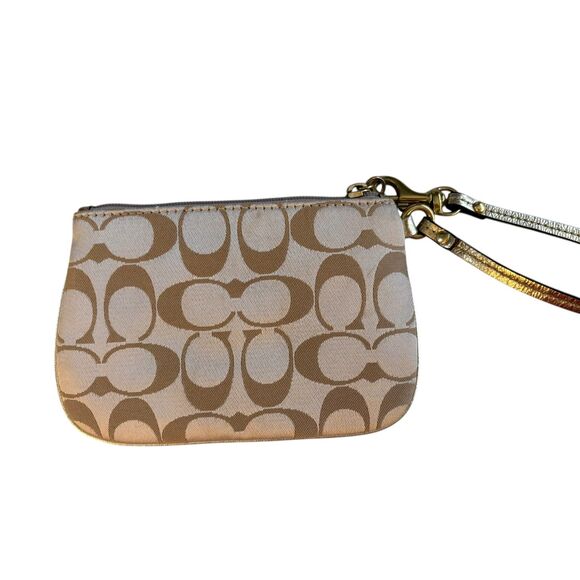 Coach Signature Canvas Wristlet - Khaki/Raspberry/Teal - Picture 3 of 10